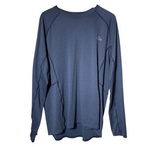 L.L. Bean Men's Deep Grey Blue Pullover Long Sleeve Flat Seams Tee Shirt